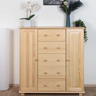 Produktbild von Kommode Kiefer massiv Vollholz natur 062 - Abmessung 122 x 118 x 47 cm (H x B x T)