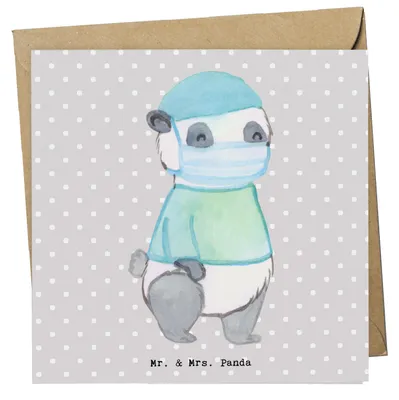 Produktbild von Mr. & Mrs. Panda Glückwunschkarte Chirurg Herz - Grau Pastell - Geschenk, Krankehaus, faltkarte, Notfallchirurg, Krankenhaus, krank, Klappkarte, OP, doppelkarte, Arzt