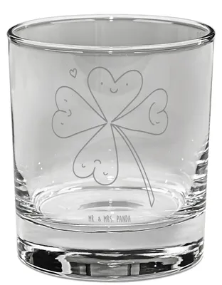 Produktbild von Mr. & Mrs. Panda Glas Blume Kleeblatt - Transparent - Geschenk, gravur, Cocktailglas, Motivation, Glücksbringer, Umzug, Kleeblätter, Glück, Tumbler, Garten, für Gin