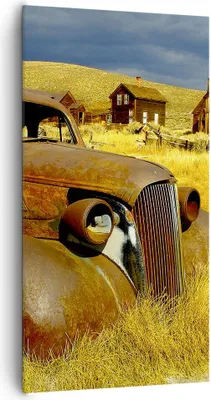 Produktbild von Bild auf Leinwand - Leinwandbild - Bauernhof altes Auto aufgegeben - 65x120cm - Wand Bild - Wanddeko - Leinwanddruck - Bilder - Kunstdruck - Leinwand bilder - Wandkunst - PA65x120-1289