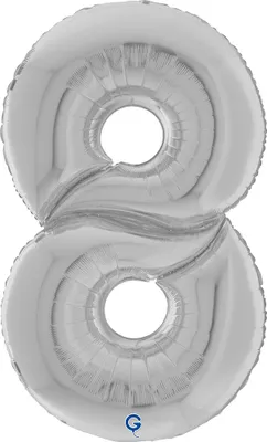 Produktbild von Riesenzahl Giant - Folienballon 64"/162cm - Silber Zahl: 8