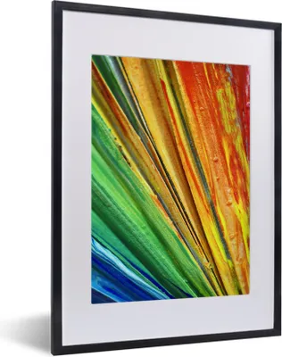 Produktbild von MuchoWow® MuchoWow® Gerahmtes Poster Buntes Ölgemälde 30x40 cm - Poster mit zchwarzem Bilderrahmen - Wandposter Schlafzimmer