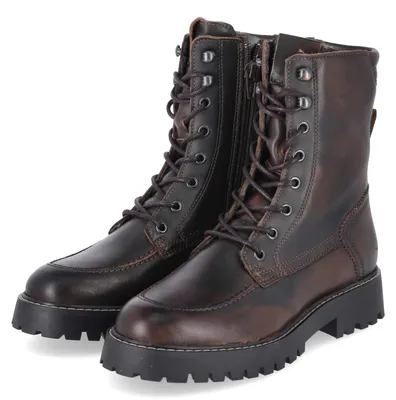 Image de Bottines à lacets pour femmes, marque Fräulein Frida, en cuir lisse, couleur marron, taille 39