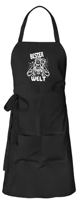 Produktbild von Huuraa Schürze Bester Papa der Welt Schwarz mit Taschen Baumwolle Kochschürze Geschenkidee