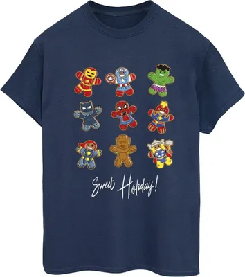 Produktbild von Marvel - "Gingerbread Avengers" T-Shirt für Damen BI35142 (5XL) (Marineblau)