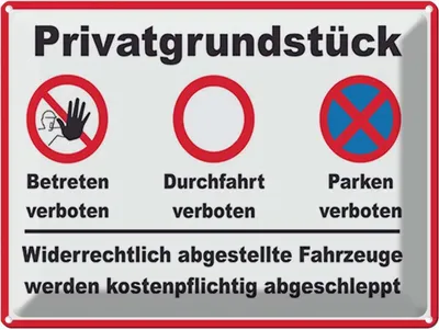 Produktbild von vianmo Blechschild 30x40 cm Parken Privatgrundstück betreten Verbot Warnschild Hinweisschild Sicherheit Vorsicht
