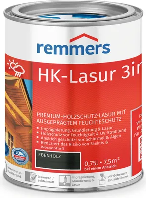 Produktbild von Remmers HK-Lasur 3in1 ebenholz (RC-790) 0,75 l, Holzlasur aussen