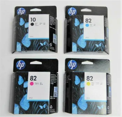 Produktbild von 4x  HP 10 + HP 82 - C4844A C4911A C4912A C4913A Set Satz f. OfficeJet - MHD End of Life
