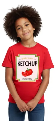 Produktbild von Spreadshirt Ketchup Partner Kostüm Fasching Karneval Kinder T-Shirt, 122/128 (7-8 Jahre), Rot