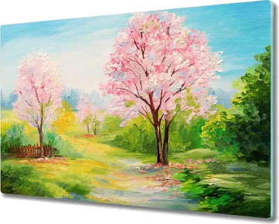 Produktbild von Coloray Herdabdeckplatte 80x52 cm Schneidebrett Kochplattenabdeckung Küchenbrett Hackbrett - Malerei Sträucher