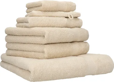 Produktbild von Betz 6-tlg. Handtuch-Set PREMIUM 1 Duschtuch 2 Handtücher 1 Gästetuch 1 Seiftuch 1 Waschhandschuh  Farbe: sand