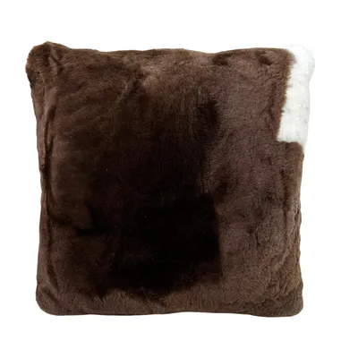 Produktbild von RÖKÜ Lammfellkissen 40x40 cm echtes Lammfell naturbunt Braun Weiß inkl. Füllkissen (Unikat 07)