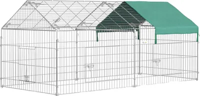 Image de Enclos pour animaux, structure métallique, design spacieux, argenté, 220 x 103 x 103 cm