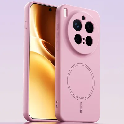 Obrázek produktu pro Magnetické pouzdro pro Vivo X300 Pro, kompatibilní s MagSafe, tekutý silikon, nárazuvzdorné a odolné proti poškrábání Růžová