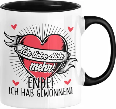 Produktbild von Valentinstag Tasse Geschenk für Ihn Sie Männer Für Paare Freundin Geschenkidee Kaffee-Becher Liebe Ich Liebe Dich Mehr Ende Ich Hab Gewonnen (Schwarz)