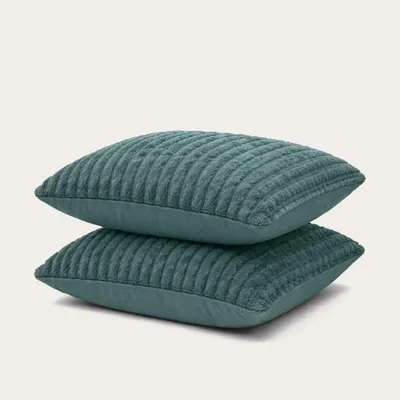 Produktbild von HappyBed Kissenbezug | Teddy Plüsch Dunkelgrün | 2er Set