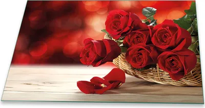 Produktbild von Herdabdeckplatte Glaskeramikkochfeld-Abdeckung Spritzschutz Glas Universal 80x52 Blumen Rot