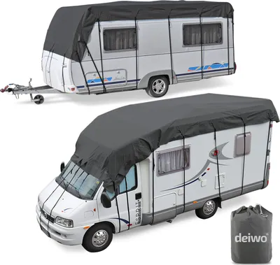 Produktbild von Wohnwagen & Wohnmobil Schutzdach 5 Meter Länge, 3 Meter Breite, 4 Schichten 160g, Winter geeignet
