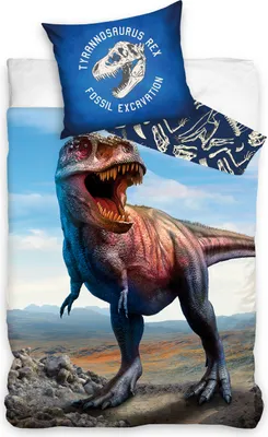 Zdjęcie produktu dla Dinozaur - dwustronny zestaw pościeli, 135x200 i 80x80, Dino T-Rex