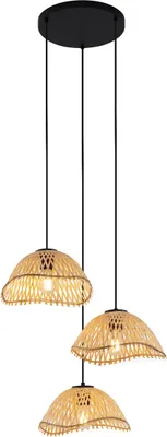 Produktbild von QAZQA - Bohemian Boho-Hängelampe I Pendellampe I Pendelleuchte Schwarz mit Bambus 3-flammig - Lily I Wohnzimmer I Schlafzimmer - Bamboo Organisch - LED geeignet E27
