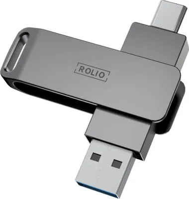 Produktbild von Rolio USB Stick 256 GB, USB C und USB A, 800Mbps, USB 3.0, Plug & Play, Universal, geeignet für alle Laptops / Smartphones / Tablets