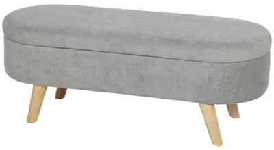 Produktbild von 2-in-1-Stoffbank/Bettbank mit Stauraum und Holzbeinen, 110 cm (B) x 40 cm (T) x 43 cm (H), hellgrau