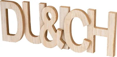 Produktbild von Aufsteller Du Und Ich L43cm Holz Natur Braun Tischdeko Geschenk Schriftzug Deko