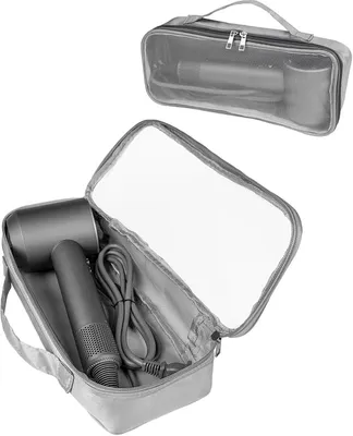 Produktbild von Reise-Aufbewahrungstasche für Haartrockner und Haarwerkzeuge, Tragbare Tasche in Grau