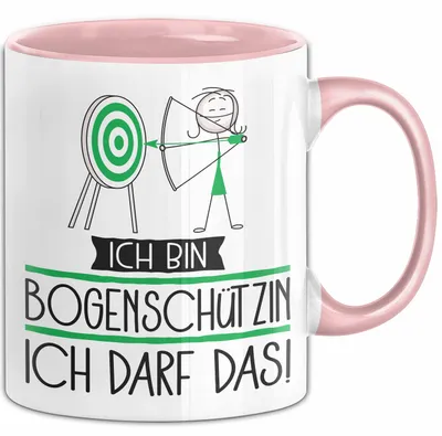 Produktbild von Geschenk für Bogenschützin Tasse Lustige Geschenkidee Geburtstag Ich Bin Bogenschützin Ich Darf Das (Rosa)