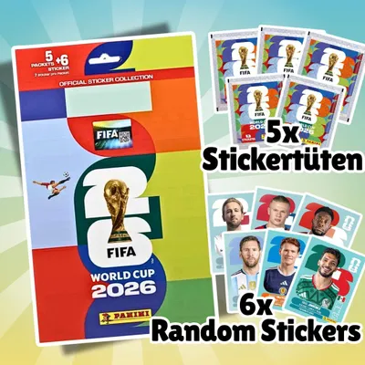 Produktbild von Panini FIFA World Cup 2026 Sticker Multipack – 5 Tüten + 6 Gratis-Sticker (41 Sticker gesamt)