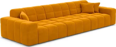Produktbild von Samtstoff 4-Sitzer Couch Nivara Senf