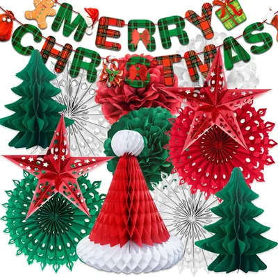 Productafbeelding van Herbruikbare kerstversieringen - Kerstdecoratieset - Papieren kerstversieringen - Kerstkamerdecoraties voor binnen