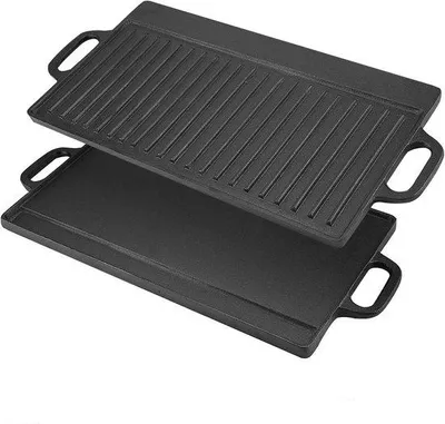 Produktbild von Massiv-Grill-Platte mit Antischleifbelag - Einbaumanöver - Ideal für Gasgrill und BBQ.