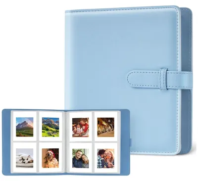 Fotoalbum, 256 Fächer, 64 Seiten, für Instax Mini, Polaroid, HP Sprocket - Blau