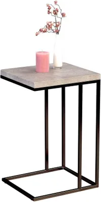 Produktbild von Unyqoos® Beistelltisch mit Betonoptik und schwarzem Metallgestell, kompakt 38 x 43 x 62,5 cm – Wohn‑ & Nachttisch