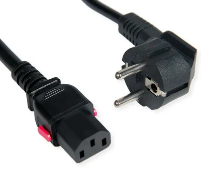 Produktbild von ROLINE Netzkabel, gerade IEC-Buchse, verriegelbar, Schutzkontakt CEE 7/7 auf Kaltgeräte C13, schwarz, 1,8 m