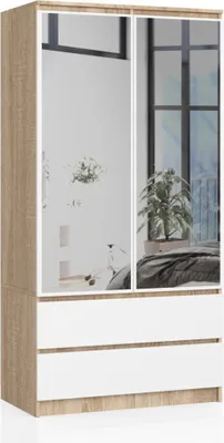 Immagine prodotto di Armadio con cassetti e specchi 90 cm LOTA - rovere sonoma / bianco
