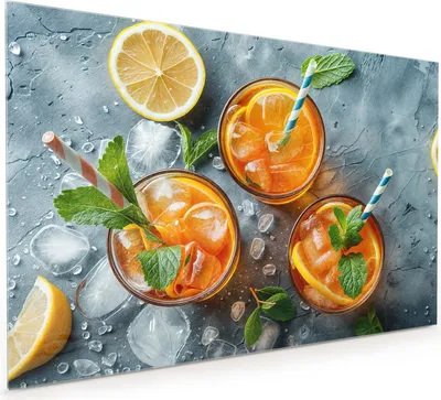 Produktbild von Küchenrückwand Spritzschutz Glas mit Motiv Sommerlicher Drink 40 x 40 cm