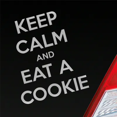 Produktbild von Auto Aufkleber Keep calm and eat a Cookie Keks 10,5x13 cm Silber Sticker Heckscheibenaufkleber