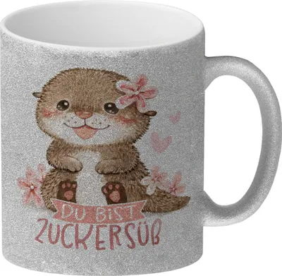 Produktbild von Otter Baby Glitzer-Kaffeebecher mit Spruch Du bist zuckersüß