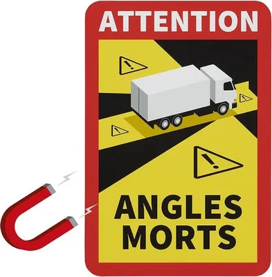 Zdjęcie produktu dla Naklejka na magnes "Uwaga Angles Morts!" ciężarówka