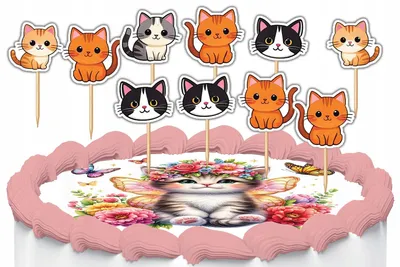 Image de Décorations à gâteau cake toppers - Animaux Chat Chaton 10 pièces