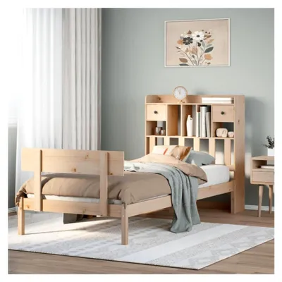 Produktbild von Bücherregal Bett ohne Matratze 90x200 cm aus massivem Kiefernholz