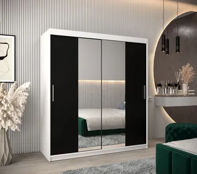 Produktbild von Schwebetürenschrank mit einer Breite von 180 cm TIMEA 1 – Weiß/Schwarz