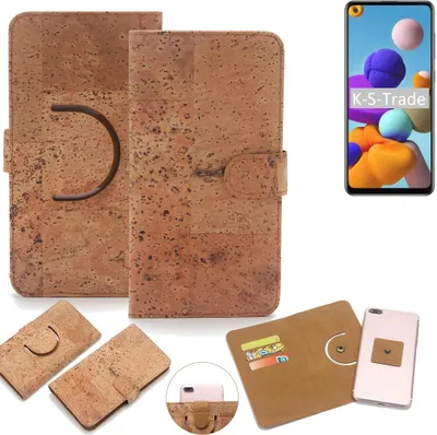 Produktbild von K-S-Trade Handy Hülle Schutz Hülle kompatibel mit Samsung Galaxy A21s Handyhülle Schutzhülle Korkhülle Kork-Hülle 1x
