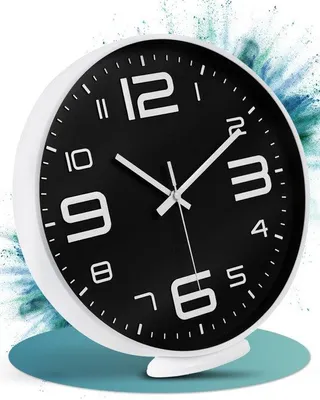 Obrázek produktu pro Černé nástěnné hodiny – styl, klasika i moderní design – bez tikání – do obývacího pokoje (bílé, 20 cm)