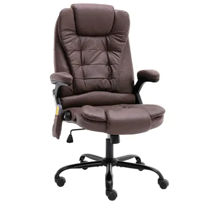 Produktbild von The Living Store Bürostuhl mit Massagefunktion Dunkelbraun Wildleder-Optik
