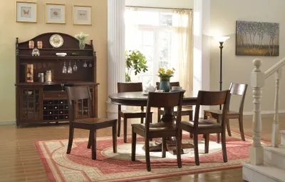 Produktbild von Esszimmer Set 9 tlg.Rund Esstisch 6x Stühle Anrichte Ess Gruppe Holz Tisch