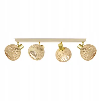 Produktbild von Luxolar LED Deckenlampe 4-flammig E27 Rattan Boho Beige/Grau - Verstellbar Schwenkbar Deckenleuchte für Wohnzimmer, Esszimmer