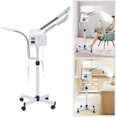 Produktbild von Gesichtsbedampfer 3-in-1 - Gesichtssauna & Porenreiniger - Heiß/Kalt-Düse - LED-Lupenlampe - Smart-Touchscreen - Elfenbein